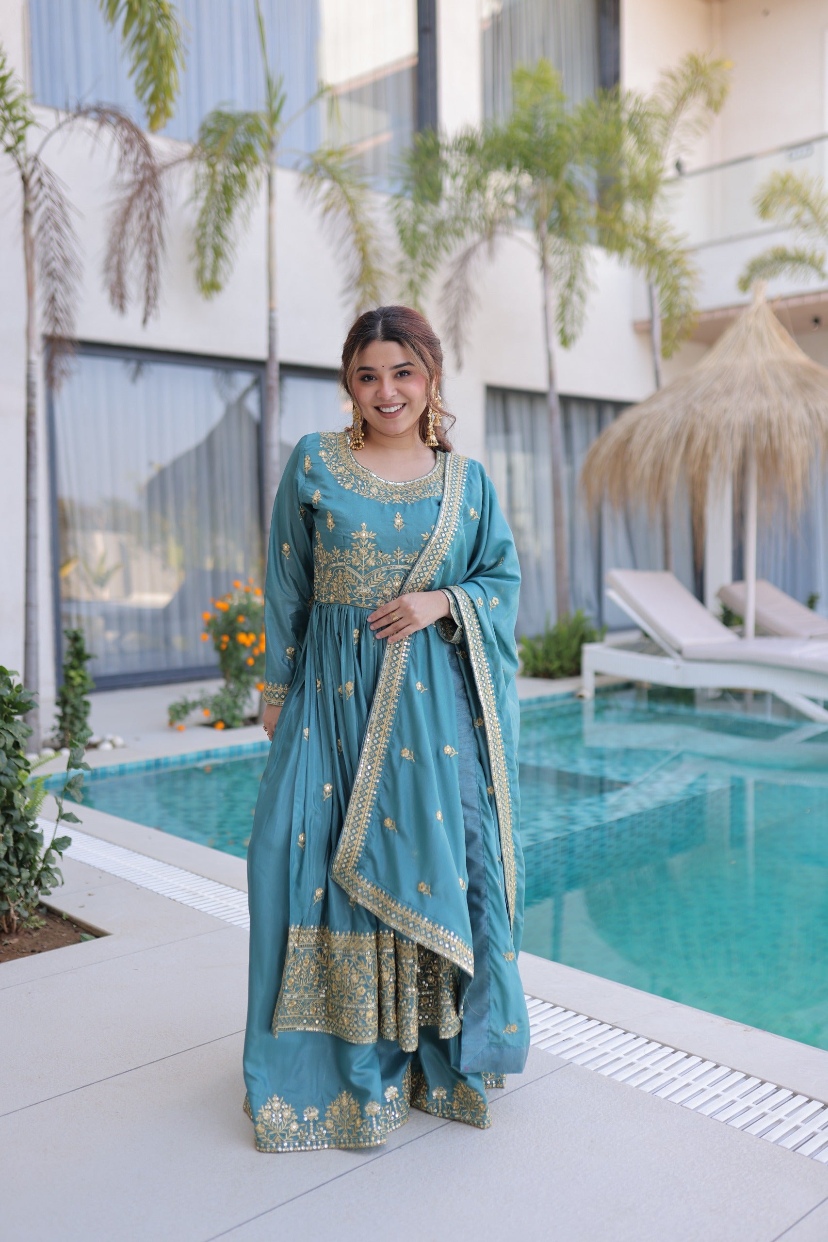 Premium Designer Ready-made Top, Sharara & Dupatta Collection.