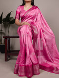 Elegant Banarasi Silk Blend Saree with Woven Zari Motifs.