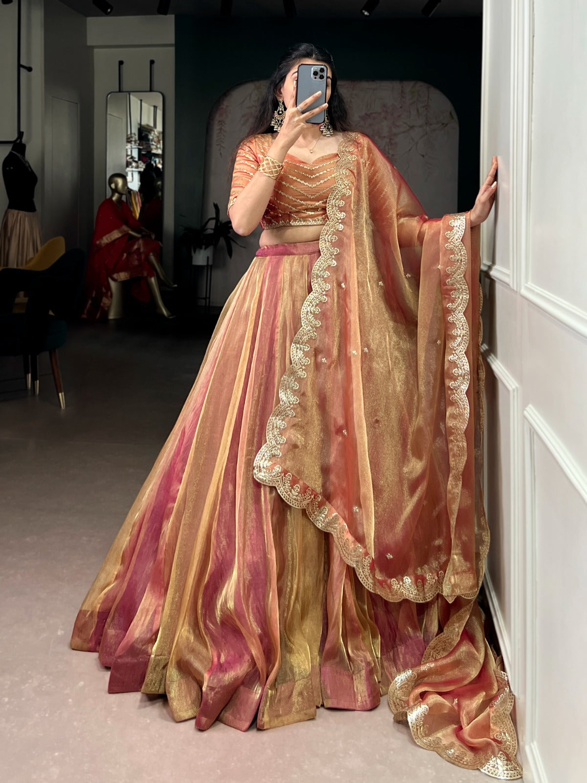 Embroidered Silk Blend Lehenga Choli with Dupatta.