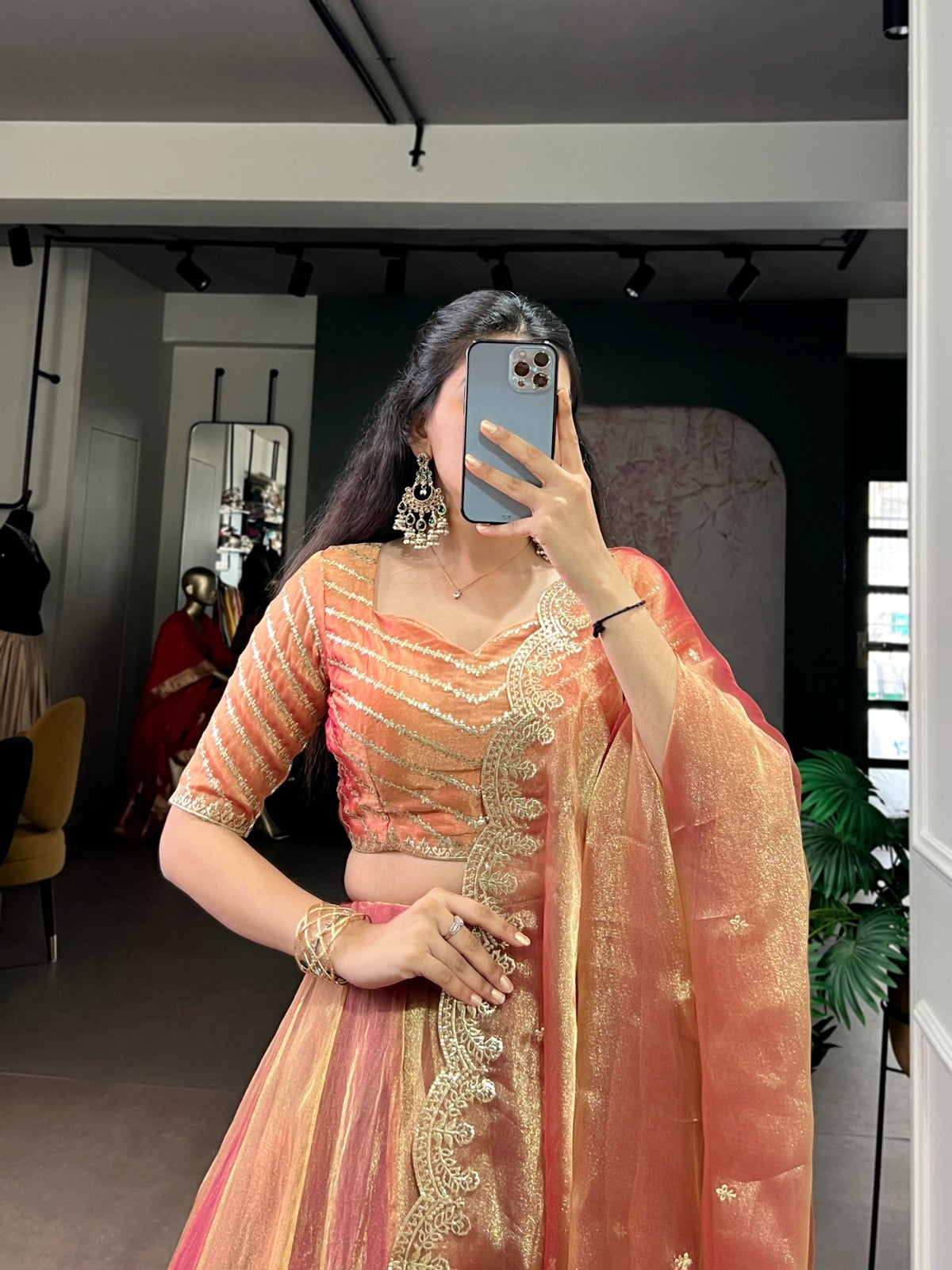 Embroidered Silk Blend Lehenga Choli with Dupatta.