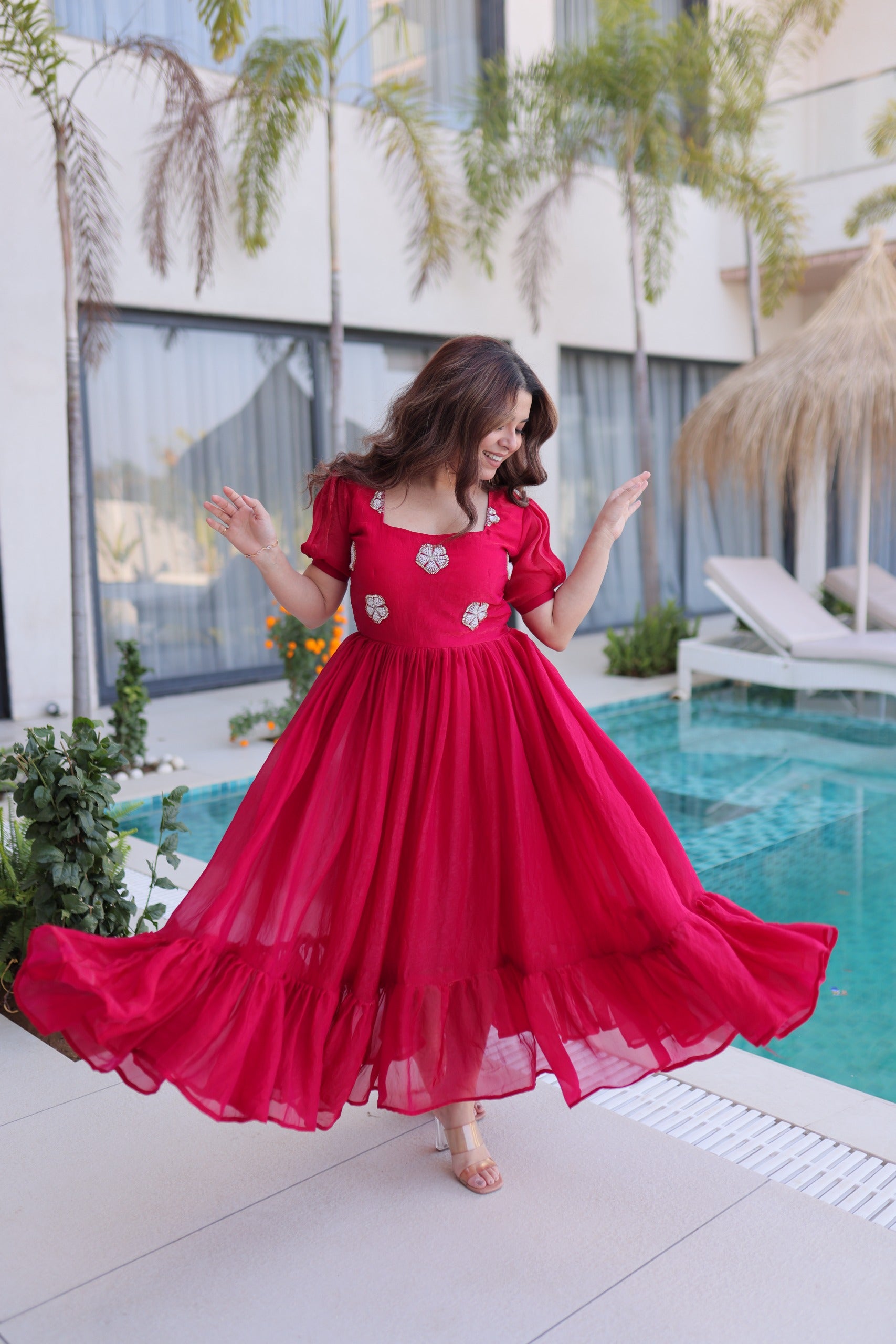 Ethnic Embroidery Work Anarkali Maxi Dress.