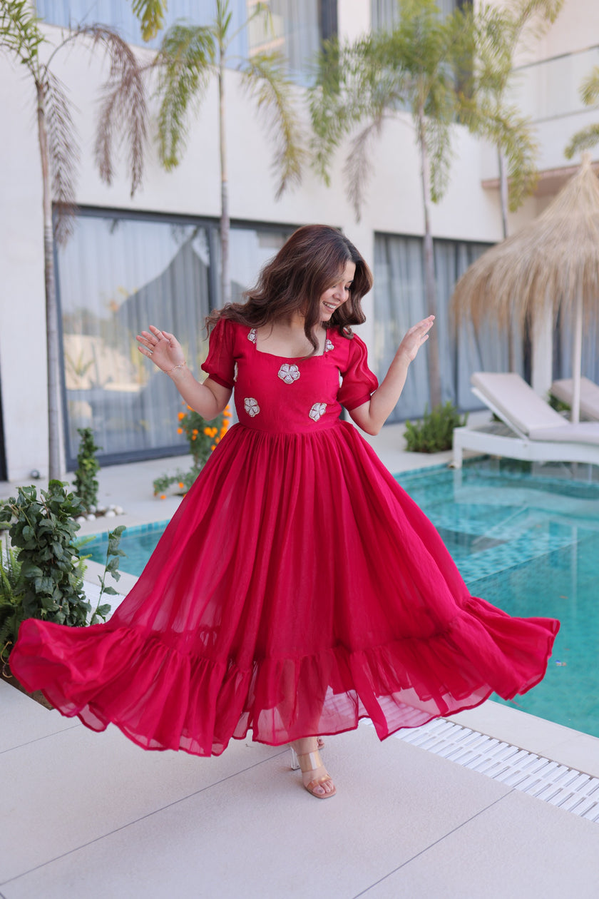 Ethnic Embroidery Work Anarkali Maxi Dress.