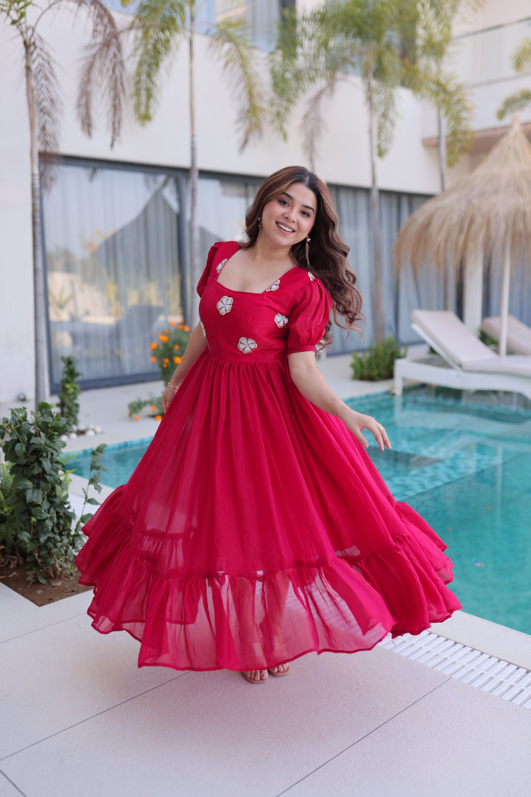 Ethnic Embroidery Work Anarkali Maxi Dress.