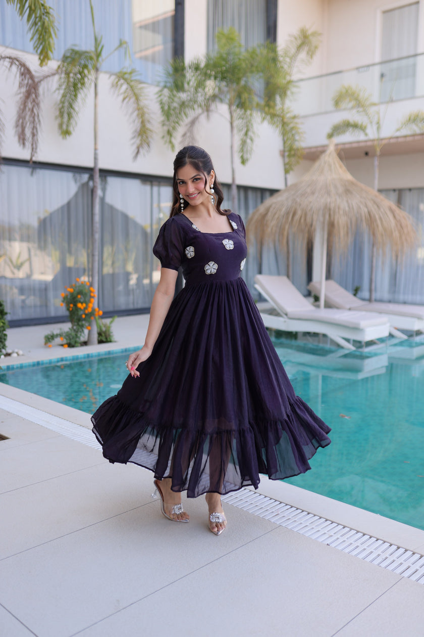 Ethnic Embroidery Work Anarkali Maxi Dress.