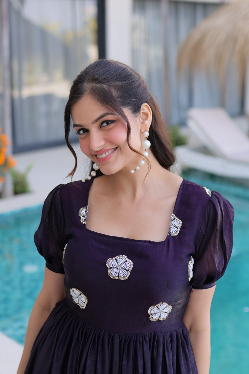 Ethnic Embroidery Work Anarkali Maxi Dress.