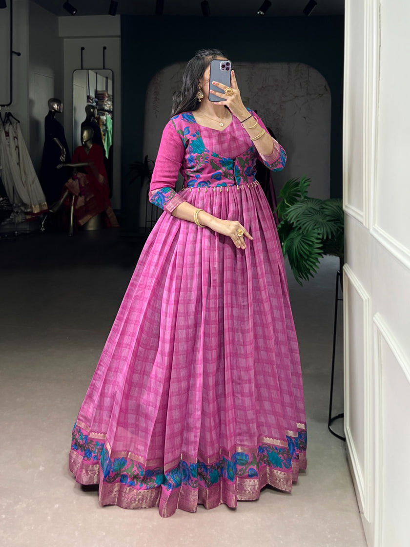 Women’s Ethnic Floral Print Anarkali Long Gown.