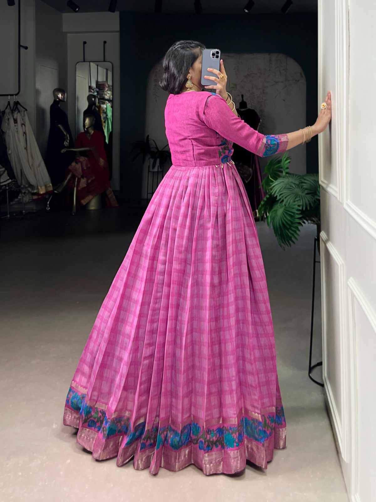 Women’s Ethnic Floral Print Anarkali Long Gown.