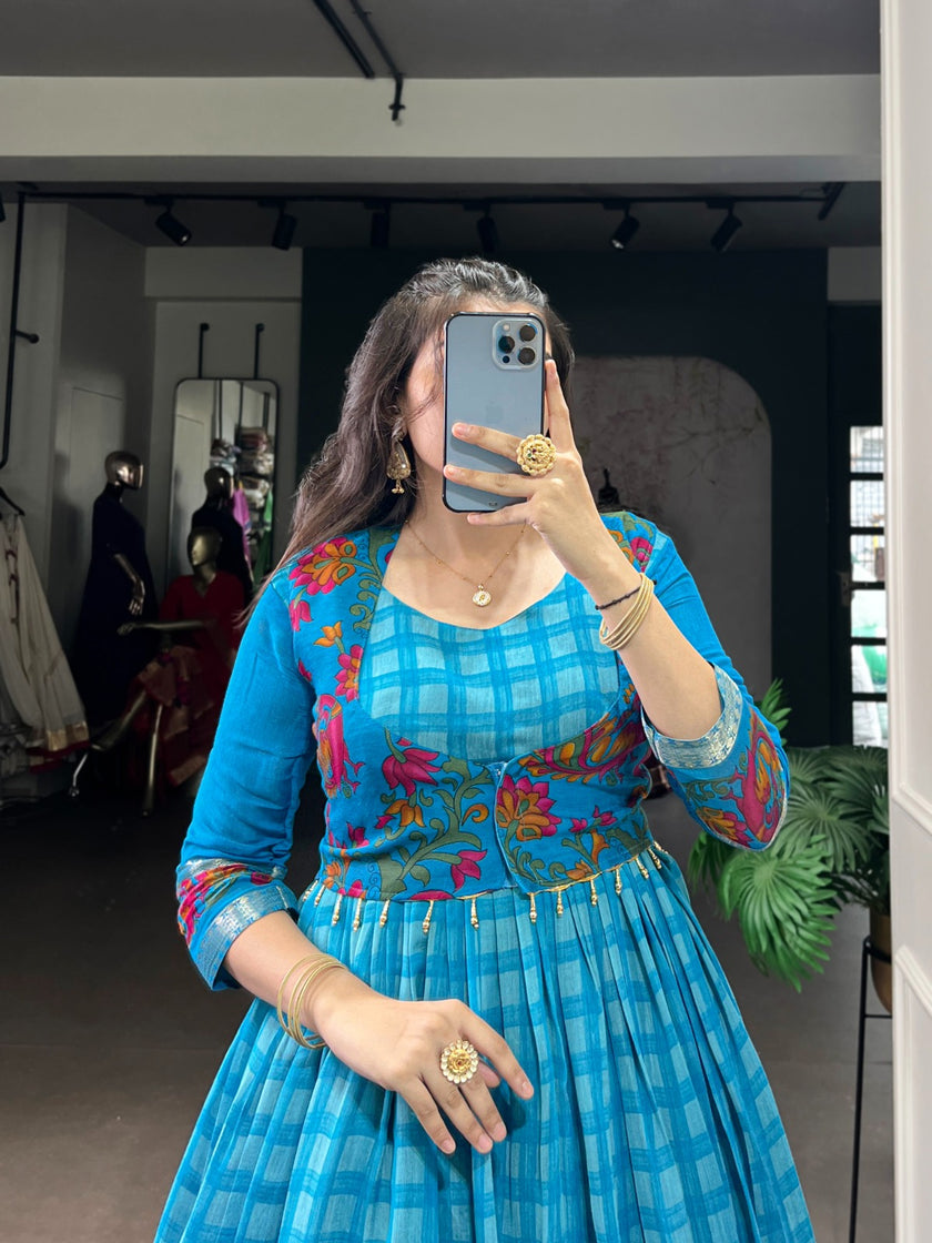 Women’s Ethnic Floral Print Anarkali Long Gown.
