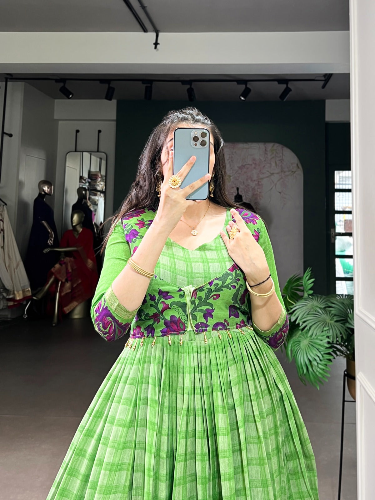 Women’s Ethnic Floral Print Anarkali Long Gown.