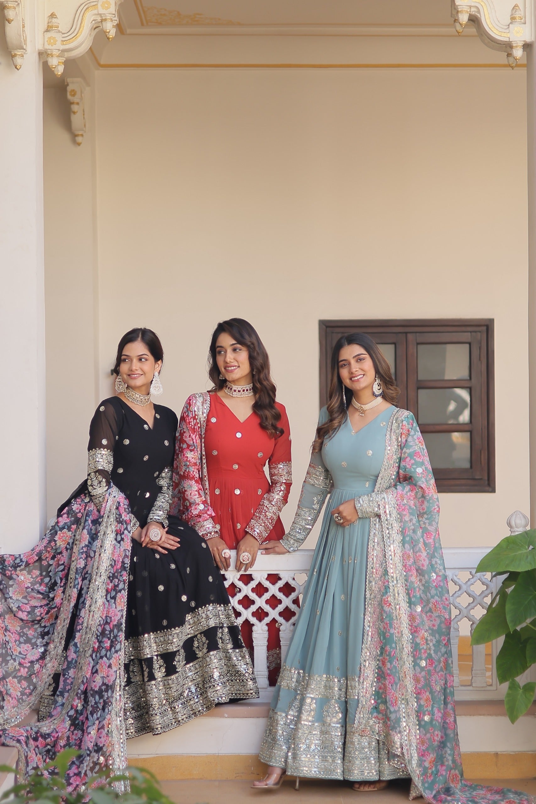 Royal Embroidered Anarkali Set with Floral Dupatta.