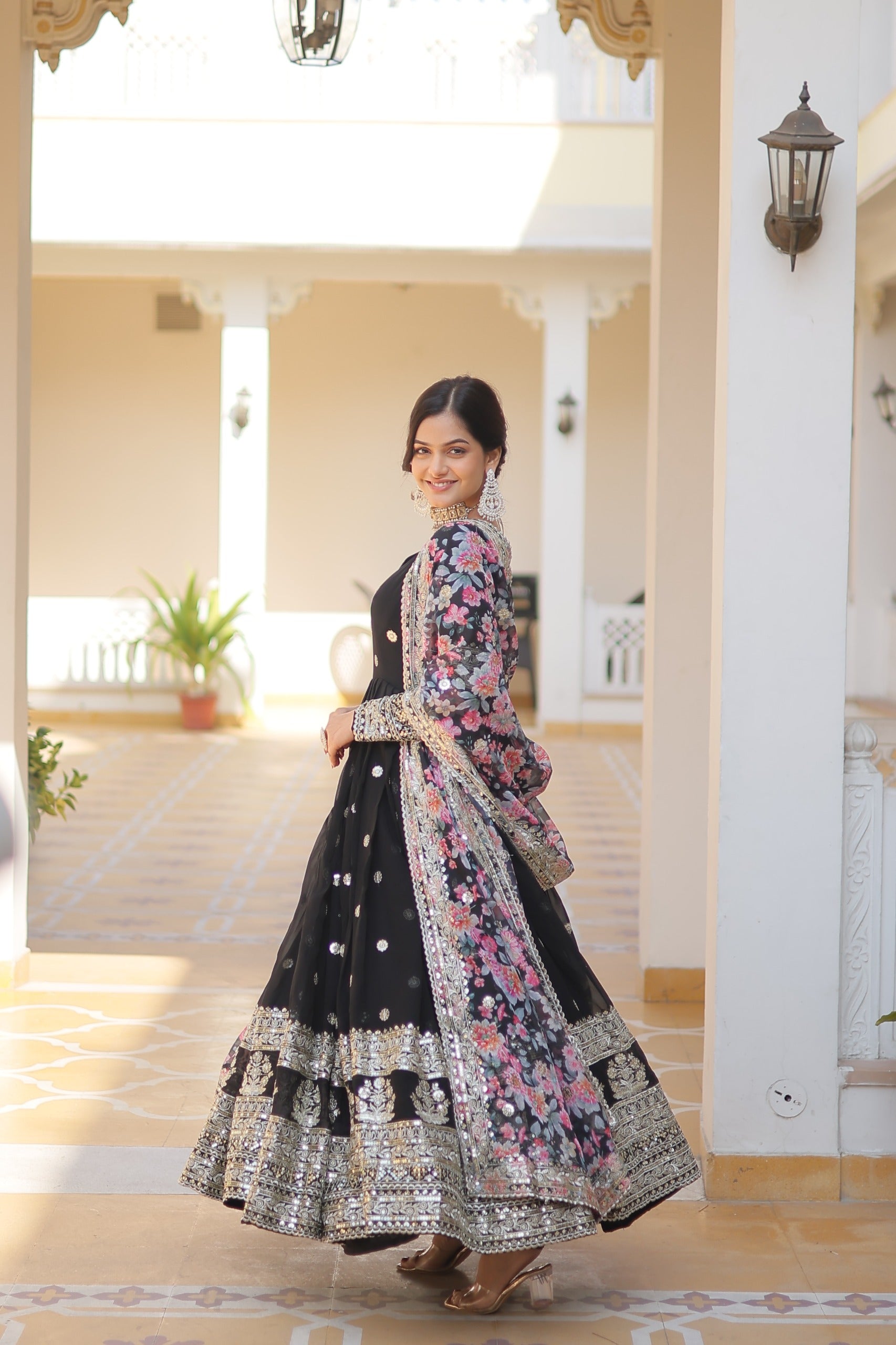 Royal Embroidered Anarkali Set with Floral Dupatta.