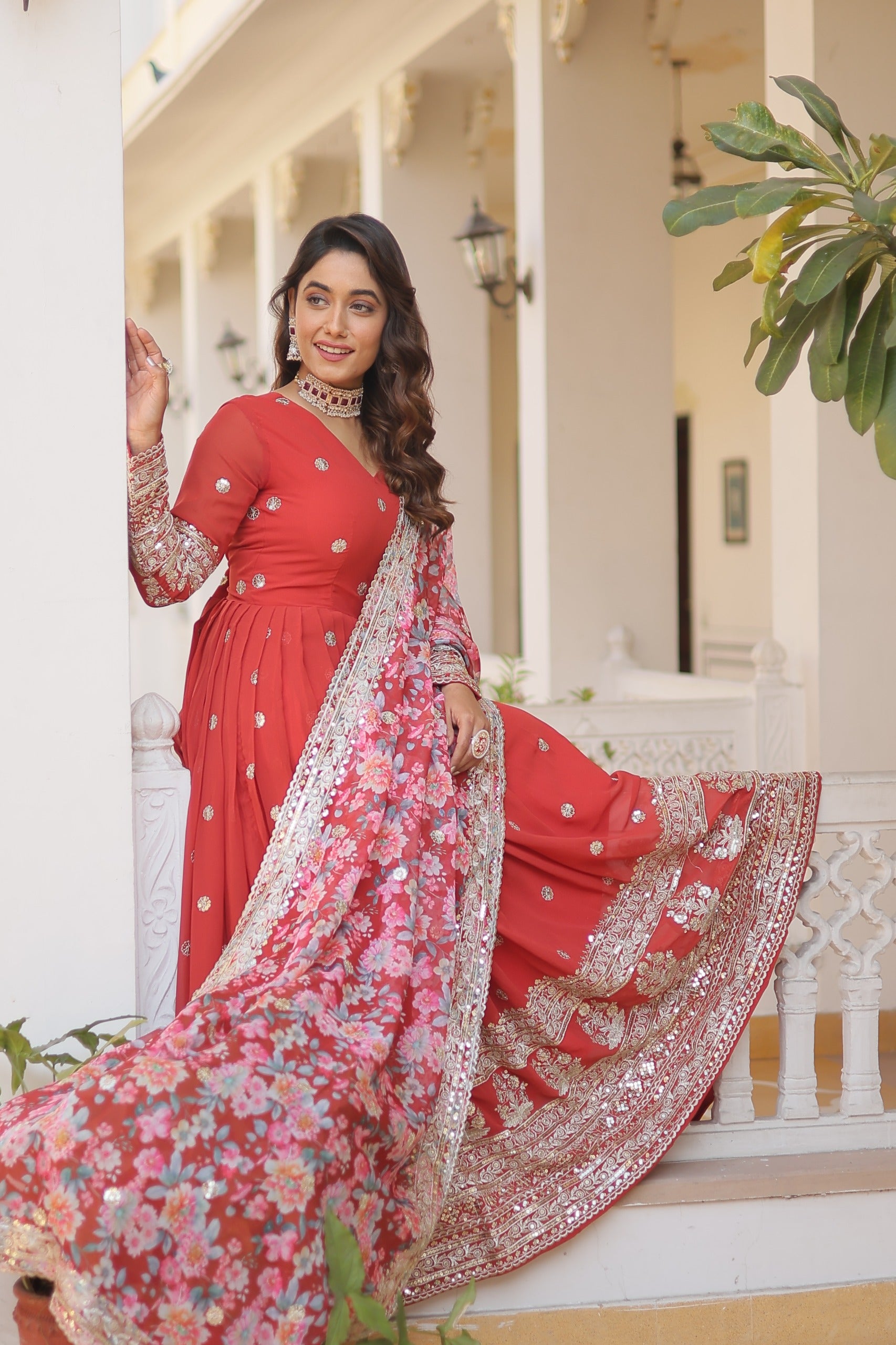 Royal Embroidered Anarkali Set with Floral Dupatta.