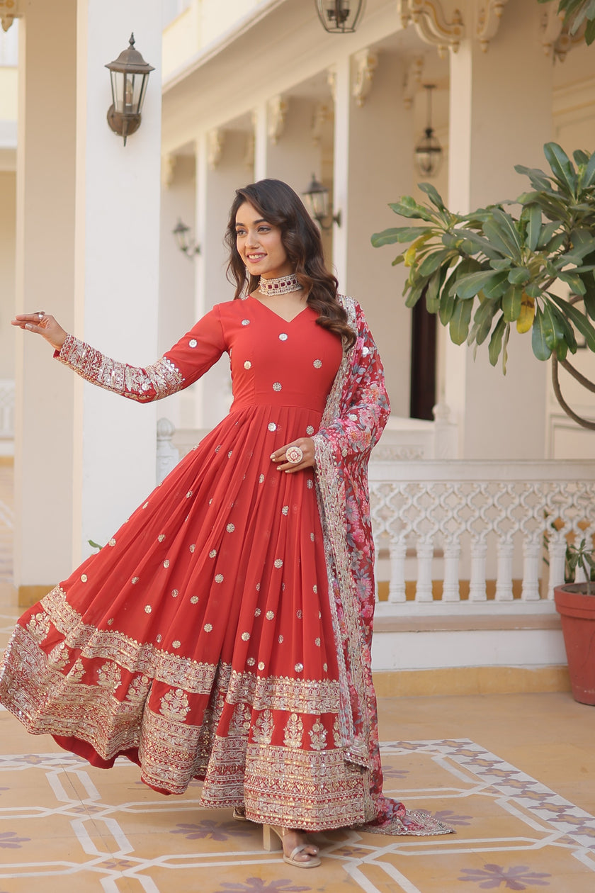 Royal Embroidered Anarkali Set with Floral Dupatta.
