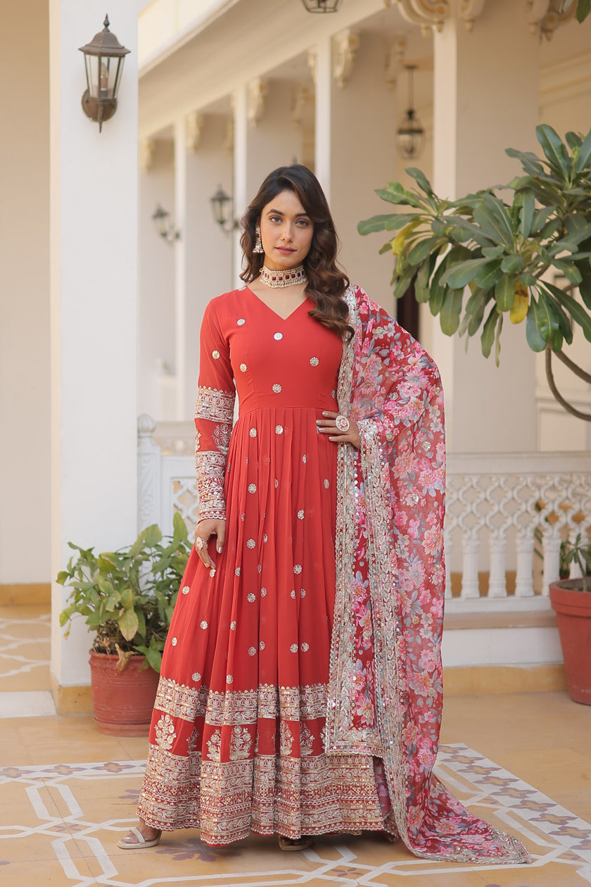 Royal Embroidered Anarkali Set with Floral Dupatta.