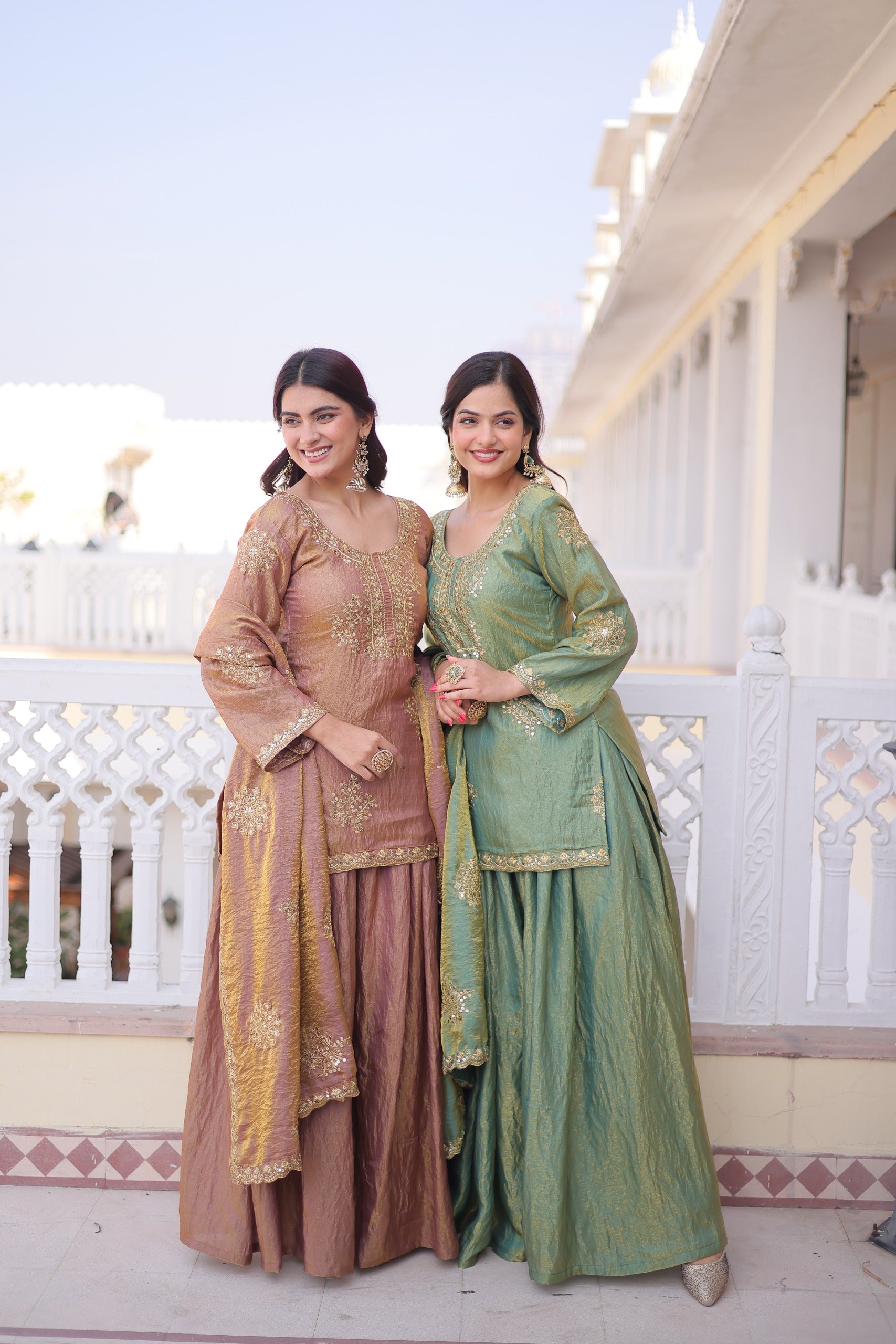 Royal Silk Embroidered Kurta Sharara with Dupatta.