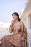 Royal Silk Embroidered Kurta Sharara with Dupatta.