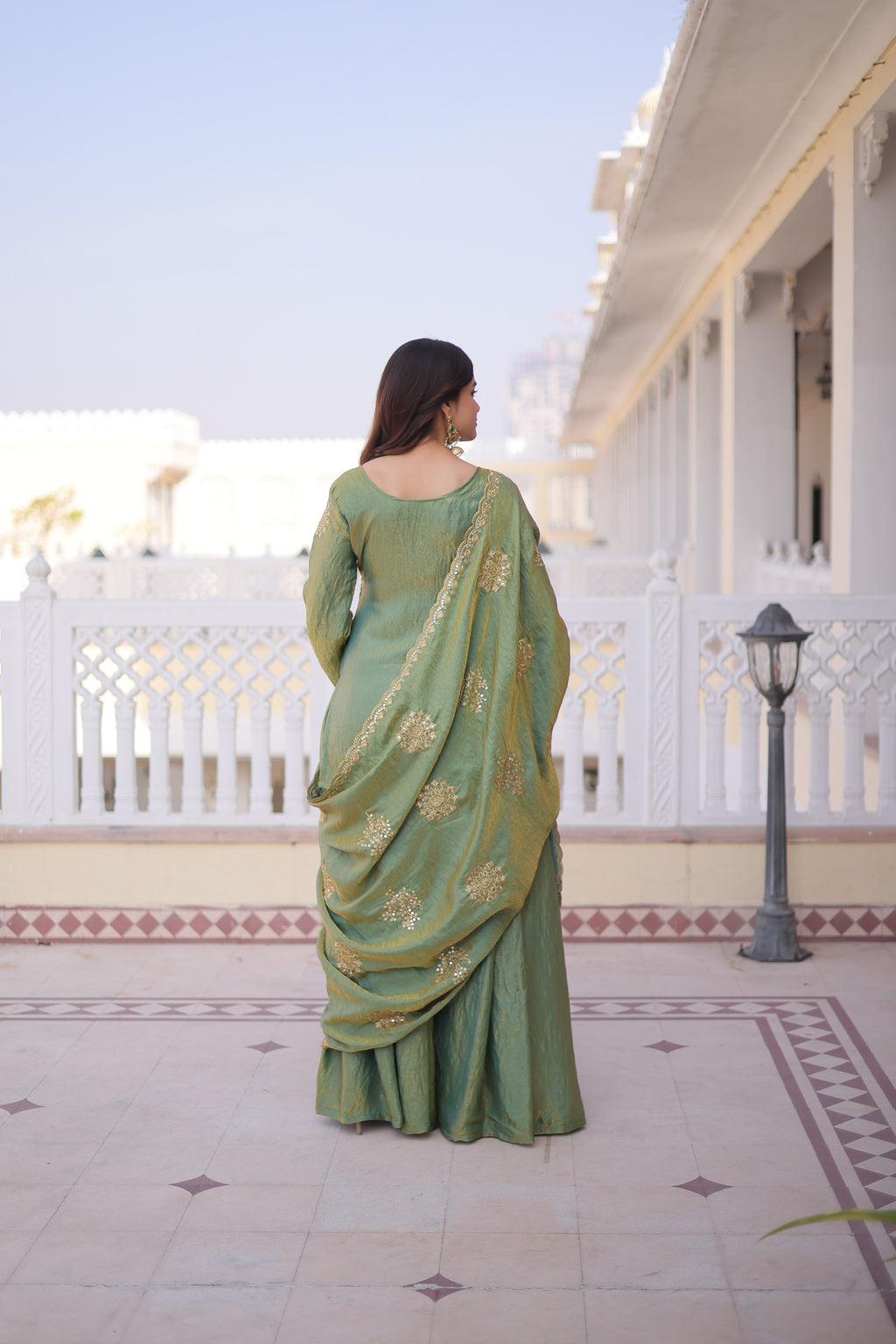 Royal Silk Embroidered Kurta Sharara with Dupatta.