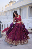 Traditional Rajasthani Inspired Maroon Silk Lehenga.