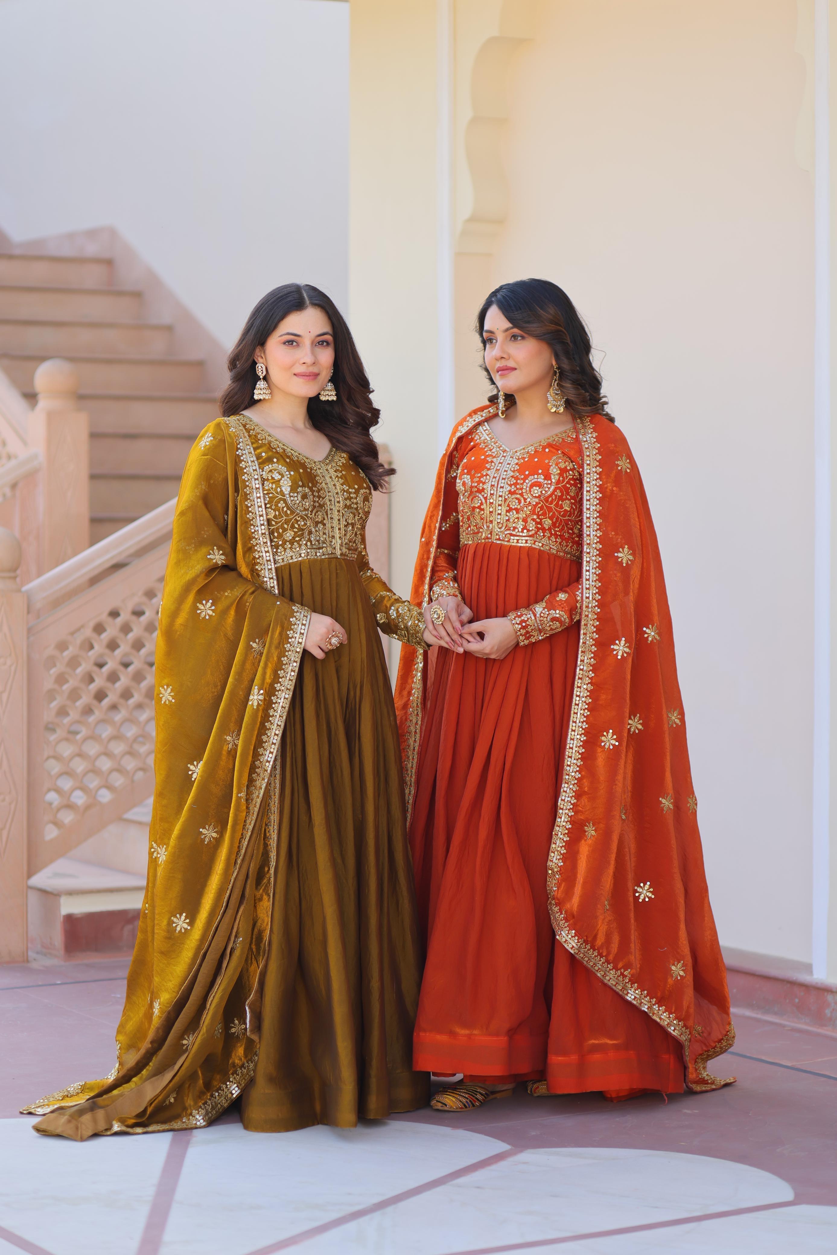 Designer Embroidered Anarkali Suit Set with Dupatta.