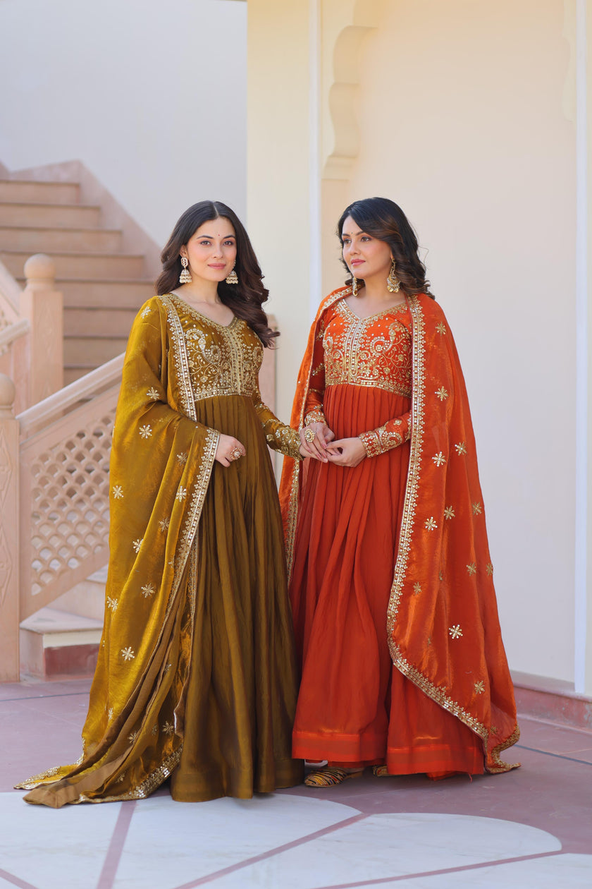 Designer Embroidered Anarkali Suit Set with Dupatta.