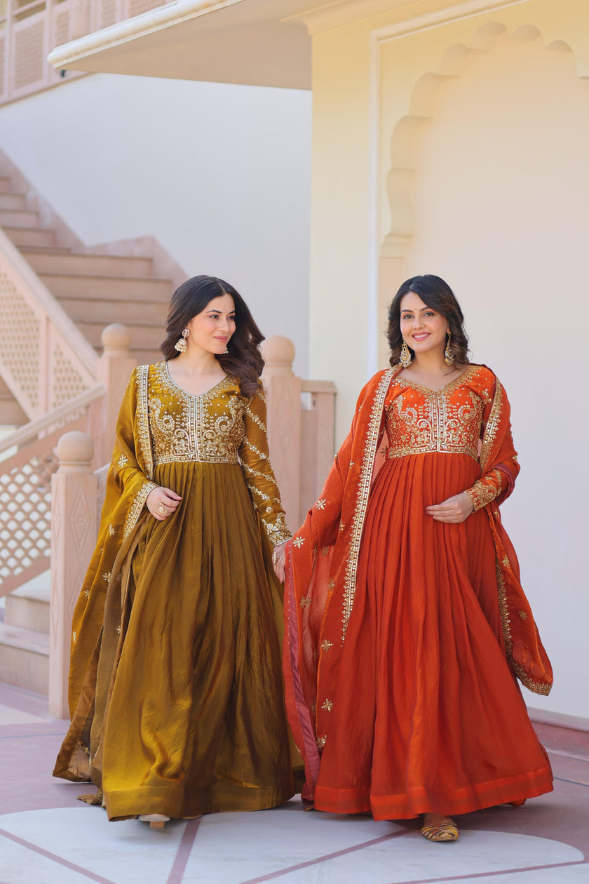 Designer Embroidered Anarkali Suit Set with Dupatta.