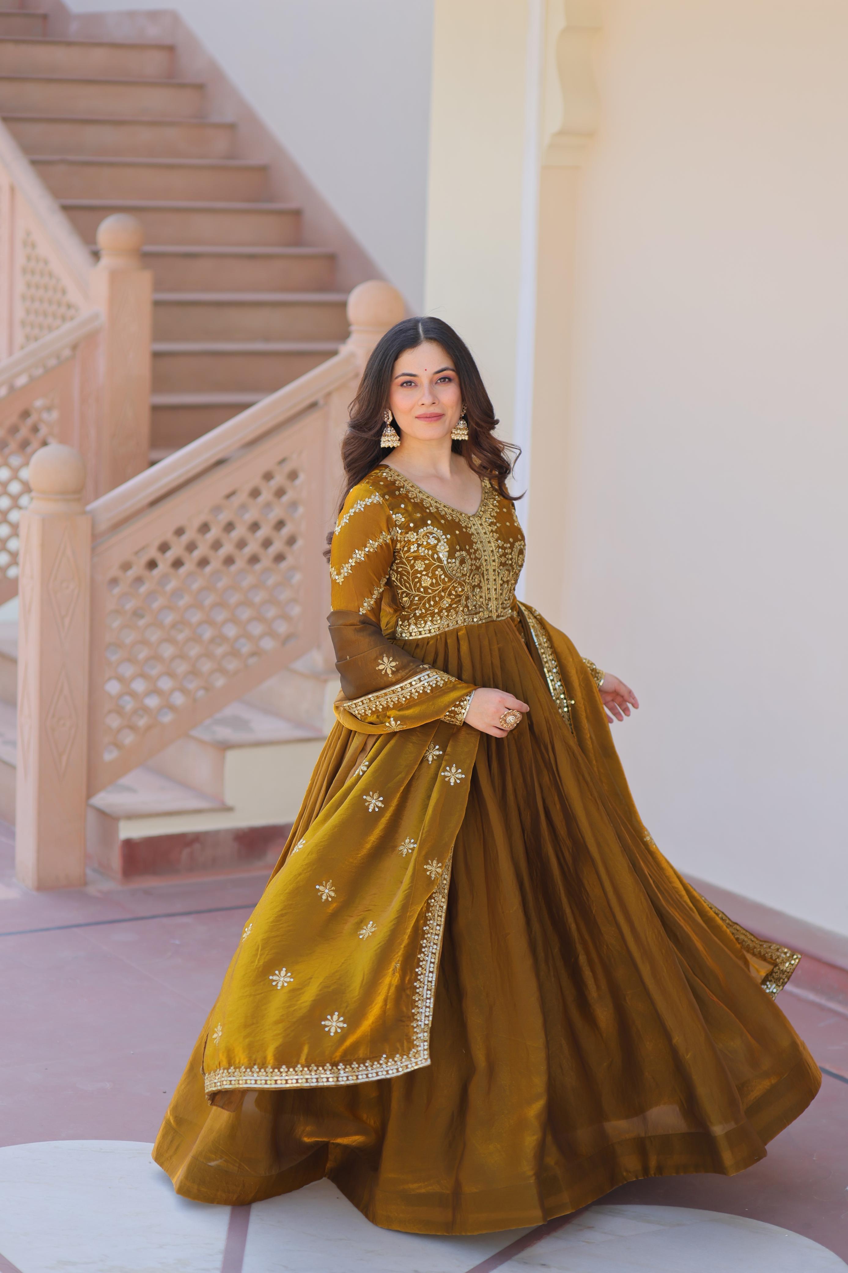 Designer Embroidered Anarkali Suit Set with Dupatta.