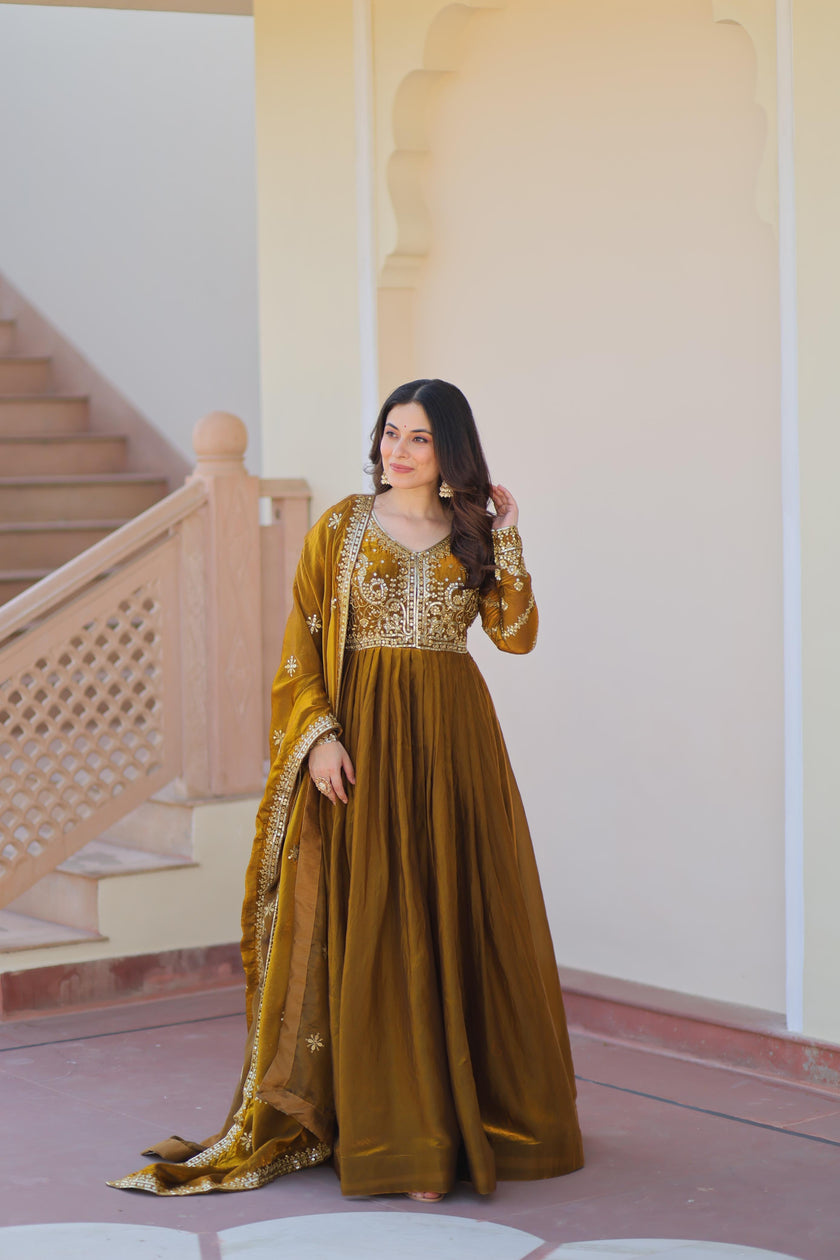 Designer Embroidered Anarkali Suit Set with Dupatta.