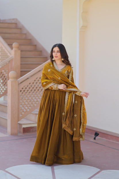 Designer Embroidered Anarkali Suit Set with Dupatta.