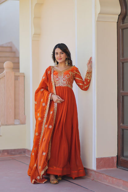 Designer Embroidered Anarkali Suit Set with Dupatta.