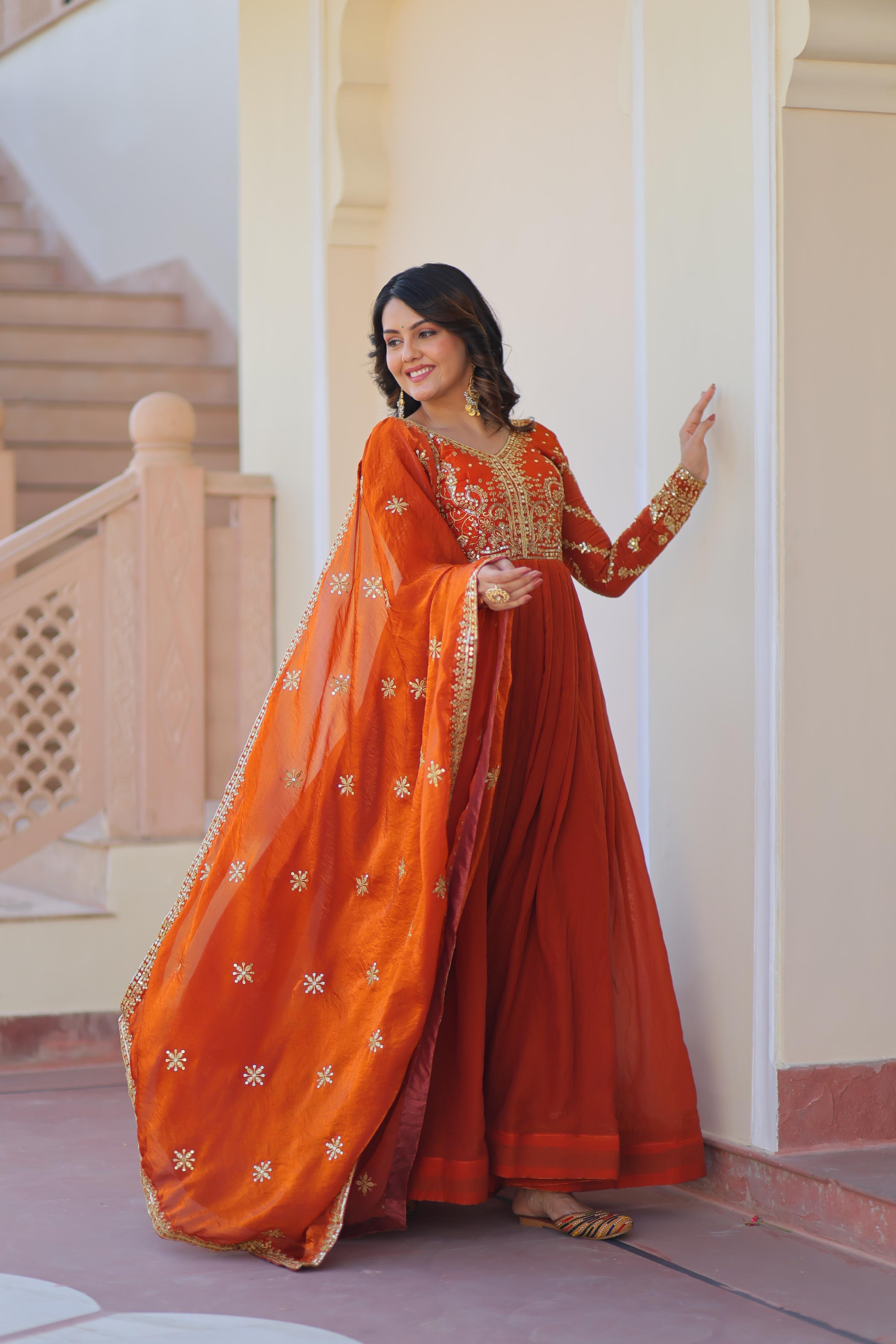 Designer Embroidered Anarkali Suit Set with Dupatta.