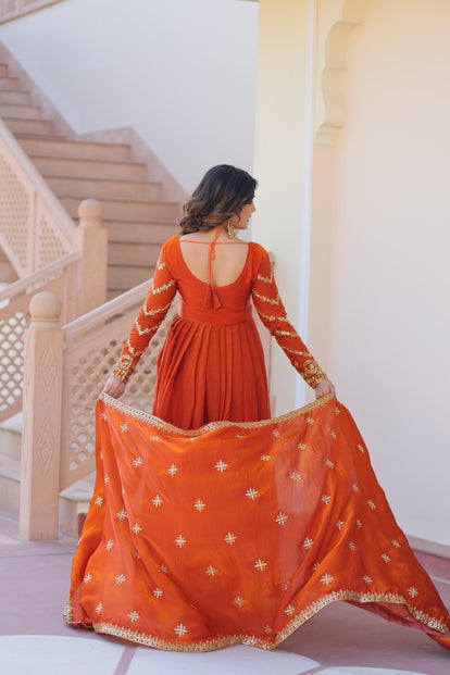 Designer Embroidered Anarkali Suit Set with Dupatta.