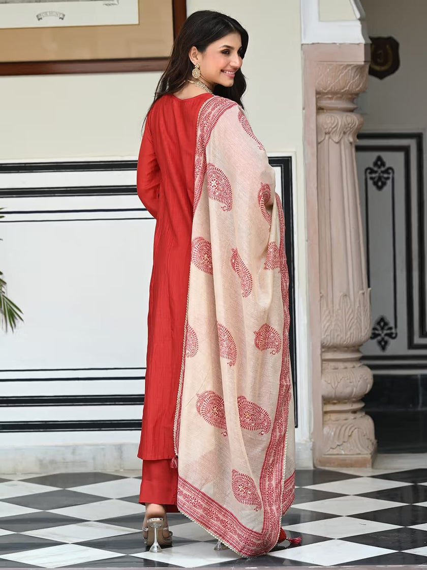 Women's Ethnic Kurta Palazzo Set with Dupatta.