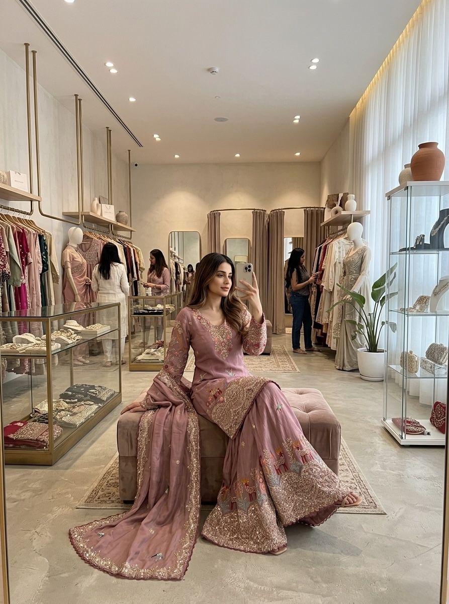Launching New Design Trending Chinon Silk*Top&Sarara&dupatta .