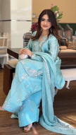 Launching New Đěsigner Party Wear Look Pur Glass Satin Top & Farshi Palazzo With Dupatta set