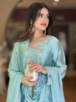 Launching New Đěsigner Party Wear Look Pur Glass Satin Top & Farshi Palazzo With Dupatta set