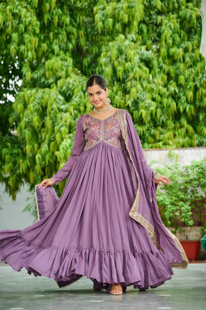 Designer Embroidered Anarkali Gown with Dupatta.