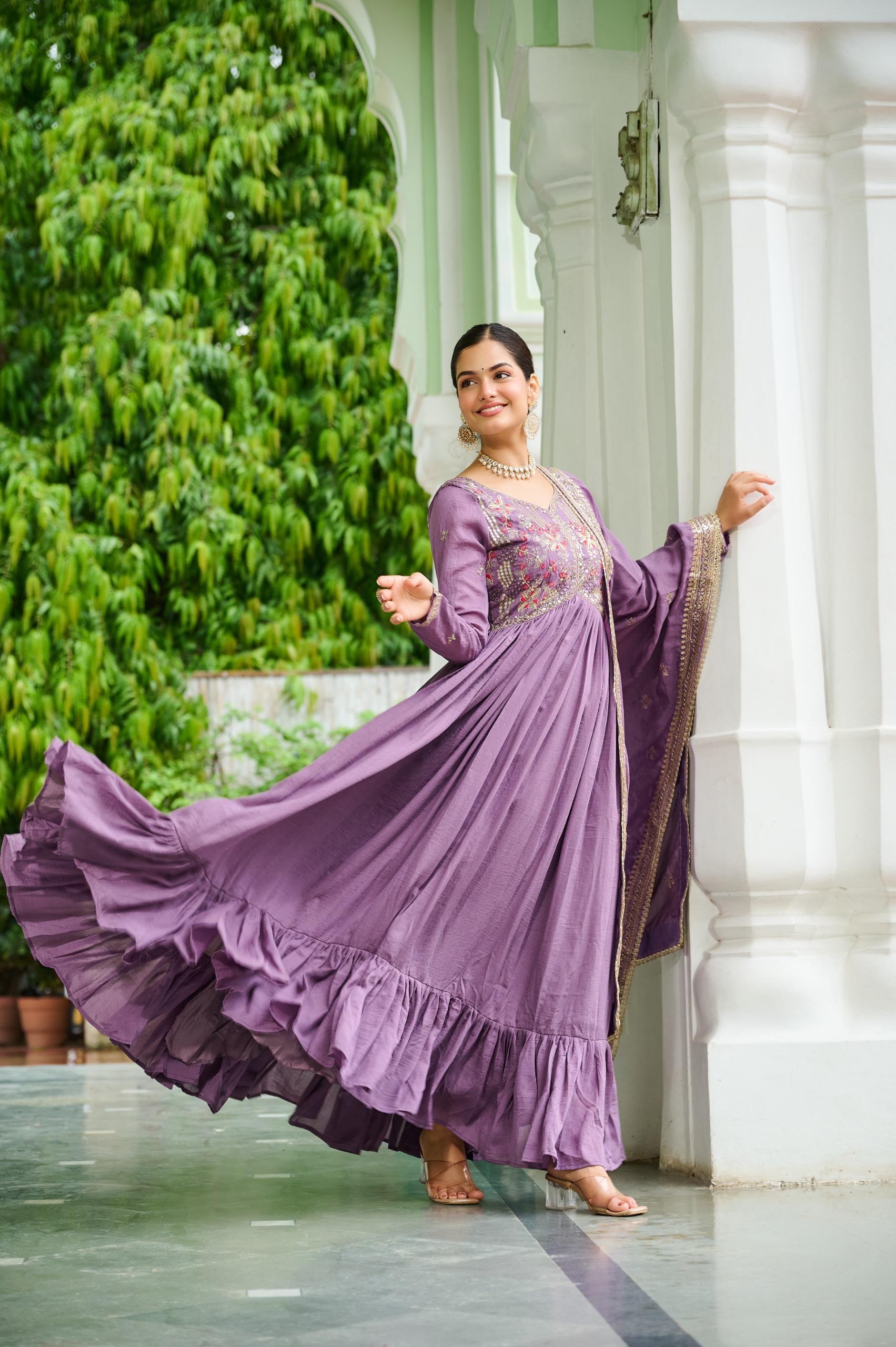 Designer Embroidered Anarkali Gown with Dupatta.