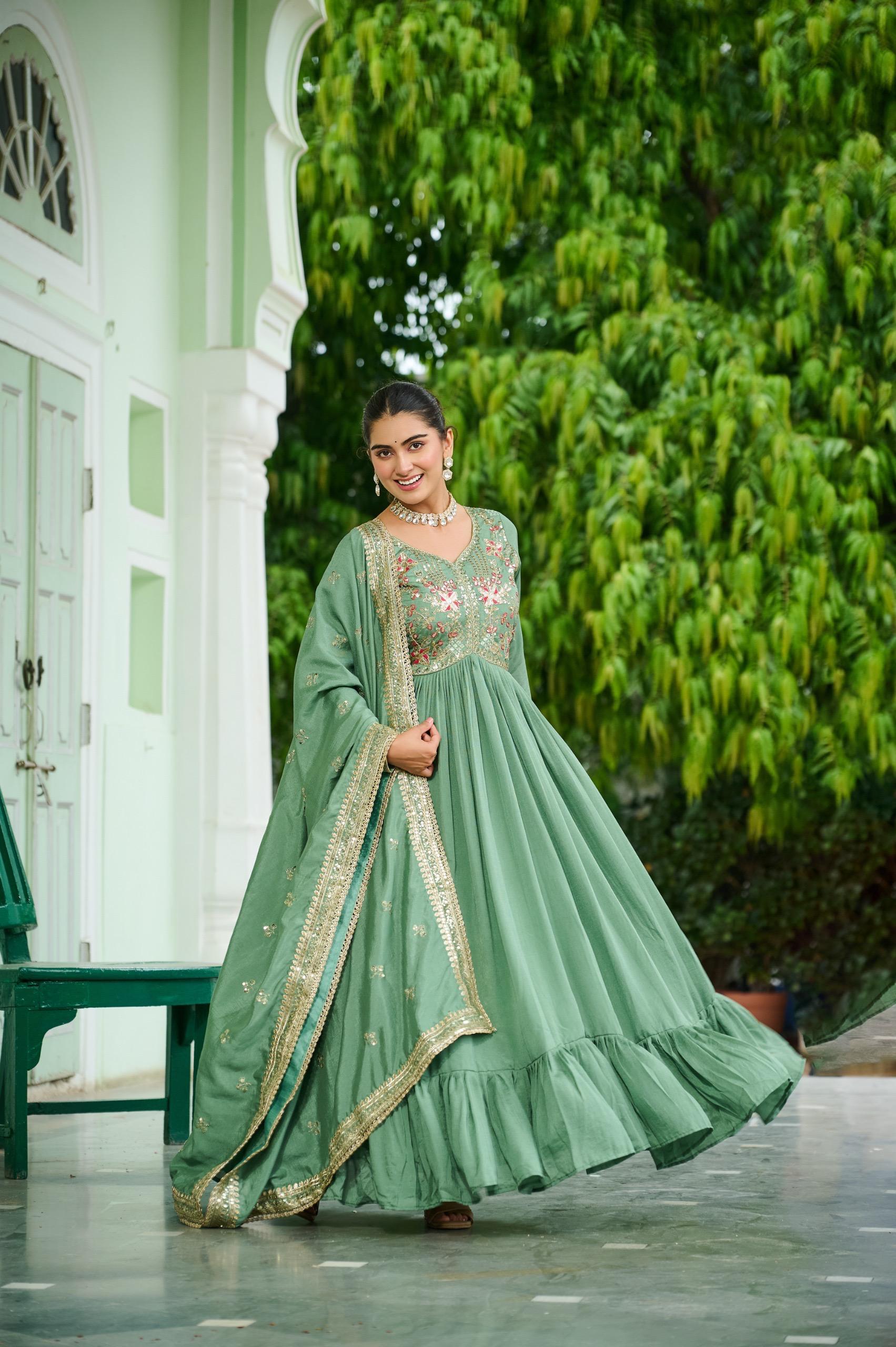 Designer Embroidered Anarkali Gown with Dupatta.