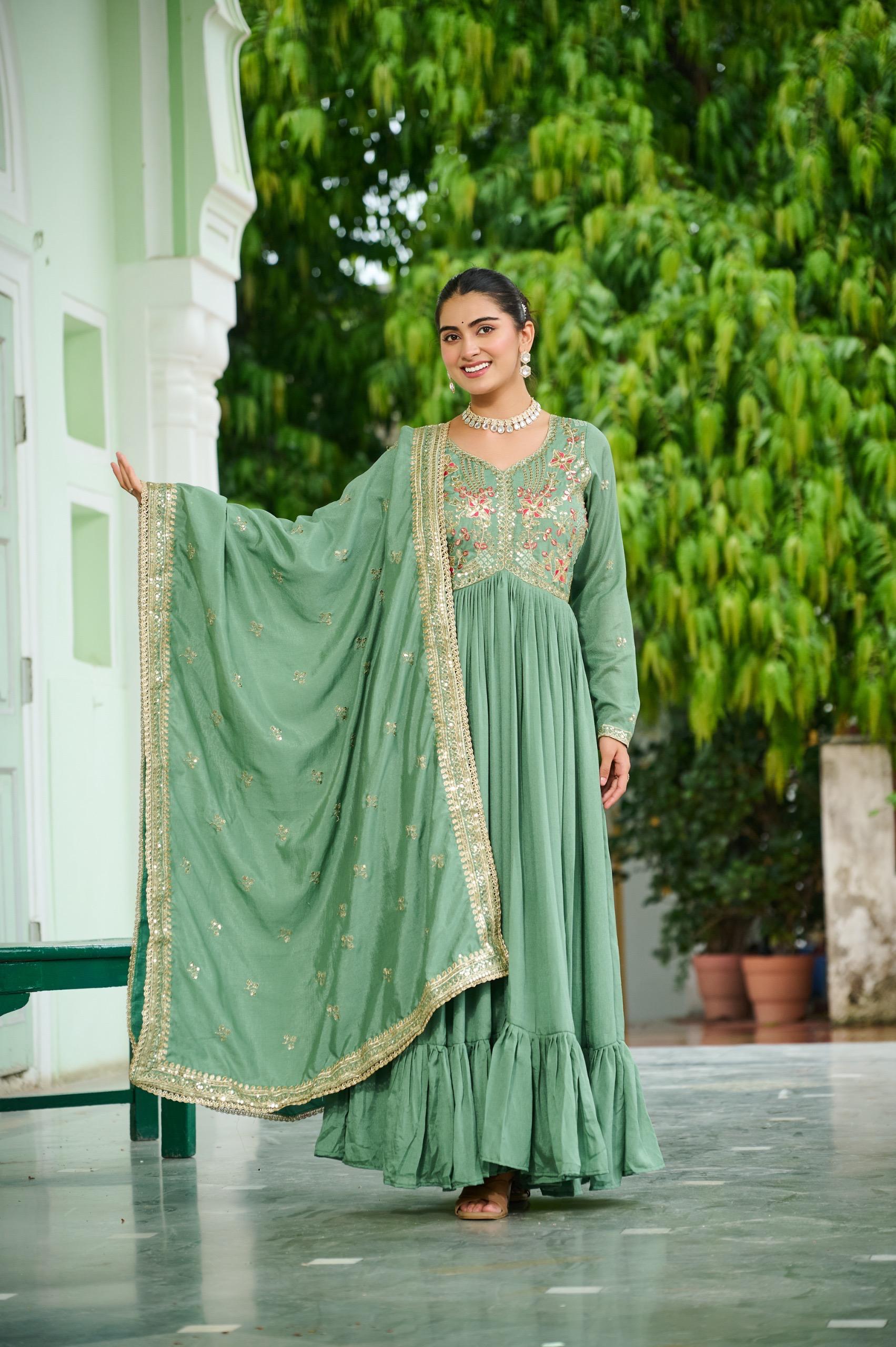 Designer Embroidered Anarkali Gown with Dupatta.