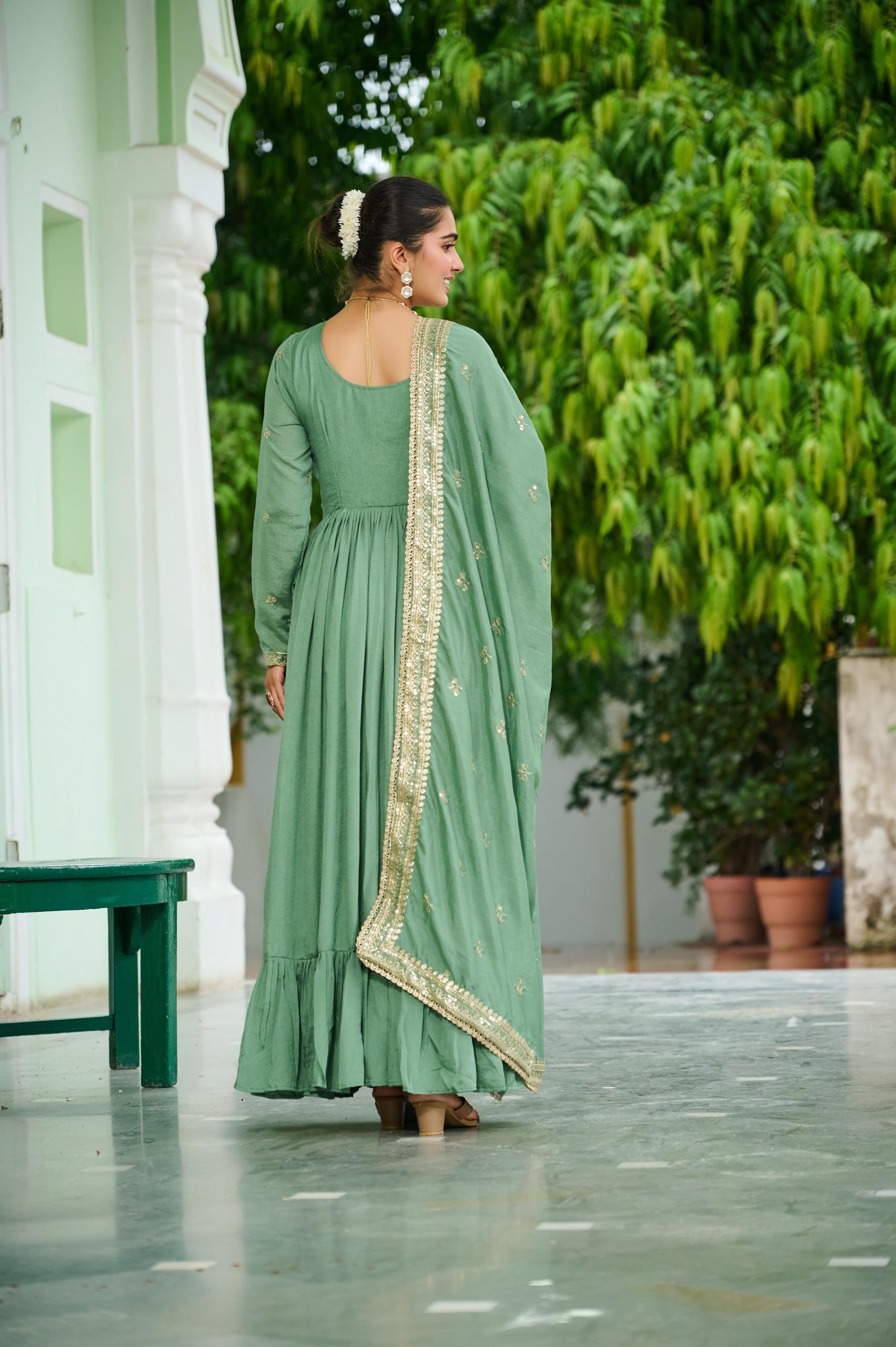 Designer Embroidered Anarkali Gown with Dupatta.