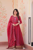 Festive Ethnic Anarkali Set – Purple & Maroon Embroidered Gowns.