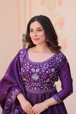 Festive Ethnic Anarkali Set – Purple & Maroon Embroidered Gowns.