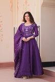 Festive Ethnic Anarkali Set – Purple & Maroon Embroidered Gowns.