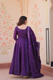 Festive Ethnic Anarkali Set – Purple & Maroon Embroidered Gowns.