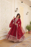 Designer Anarkali Gown with Heavy Embroidery & Dupatta