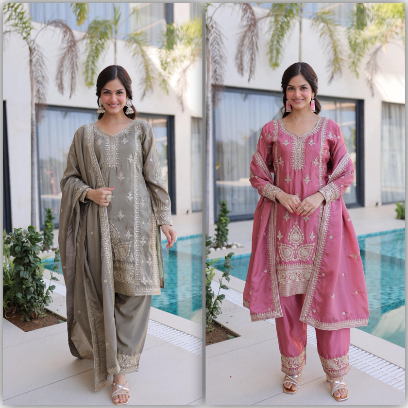Designer Ethnic Kurta Pant Set with Heavy Embroidery
