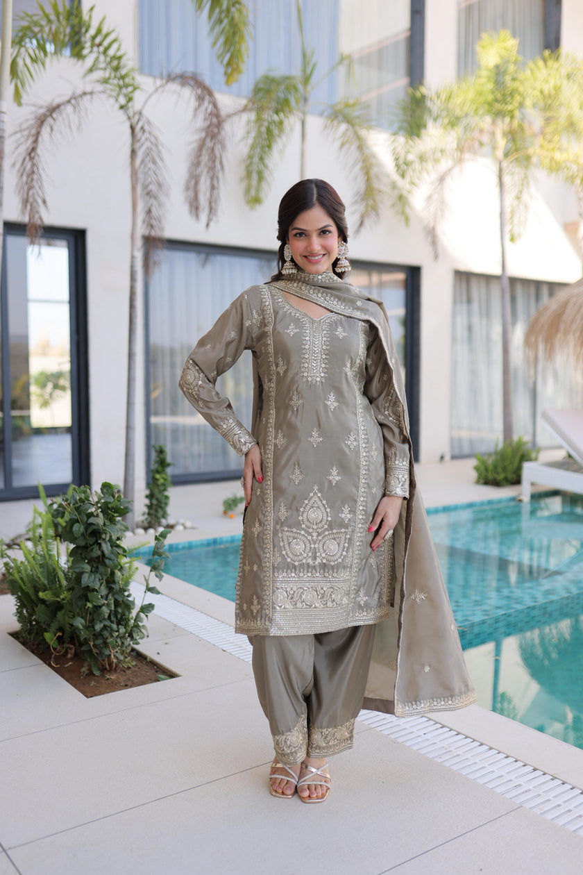 Designer Ethnic Kurta Pant Set with Heavy Embroidery