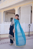 Luxury Velvet Embroidered Kurta Set with Dupatta for Women.