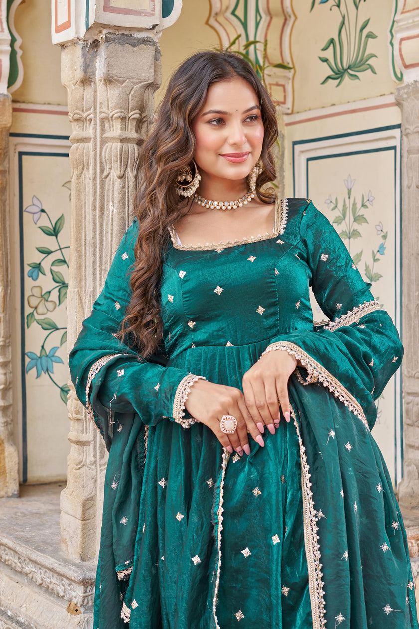 Elegant Embroidered Anarkali Kurta Set with Dupatta.