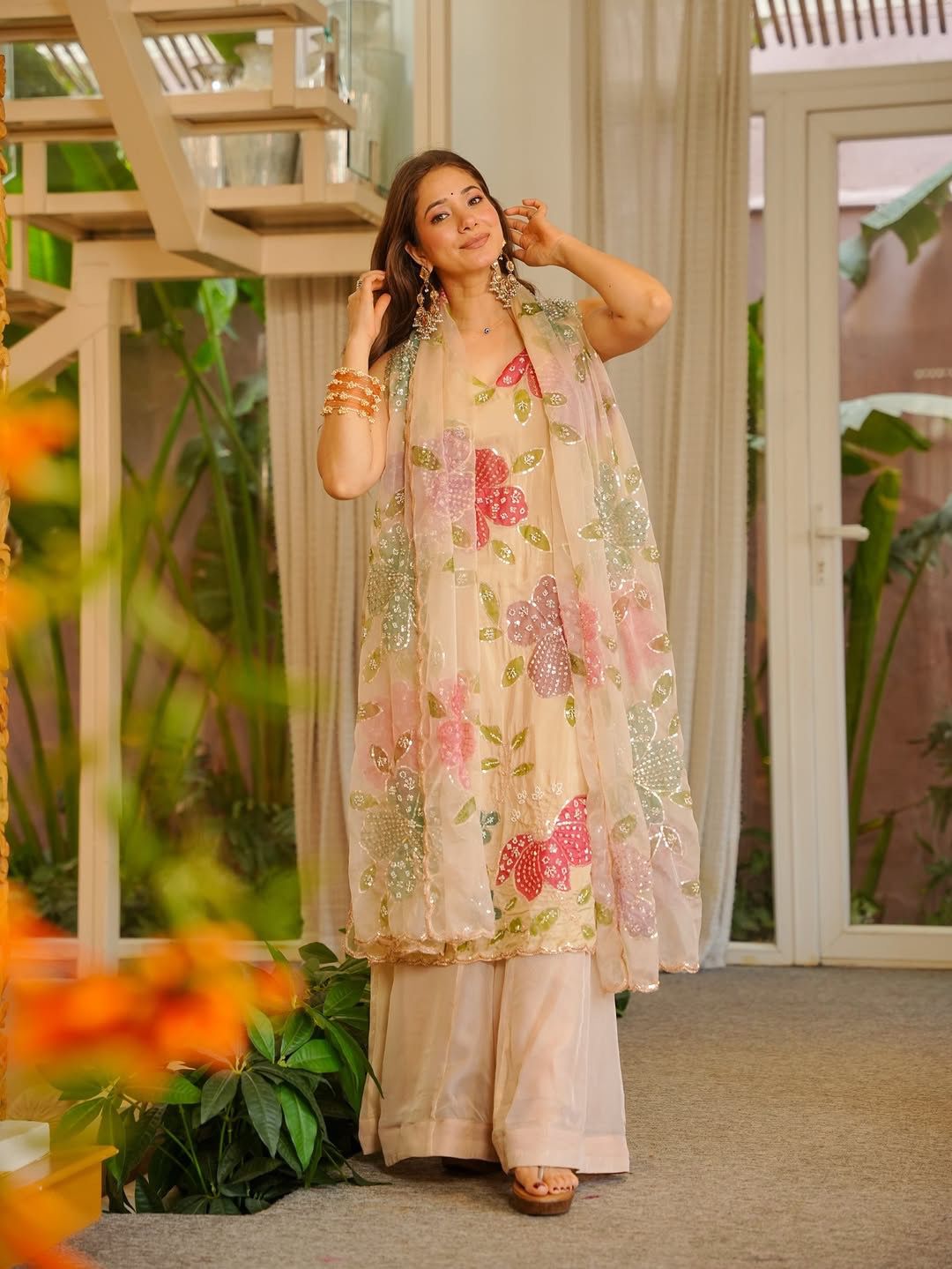 Women’s Designer Floral Print Kurti Palazzo Set.